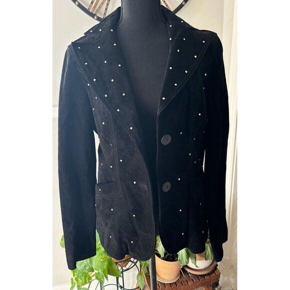 Mark Alan rhinstone studded black‎ suede blazer size M - Picture 1 of 7